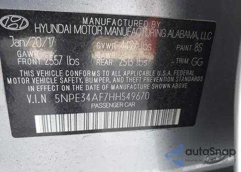 2017 Hyundai Sonata Limited from USA, damaged, VIN 5NPE34AF7HH549670